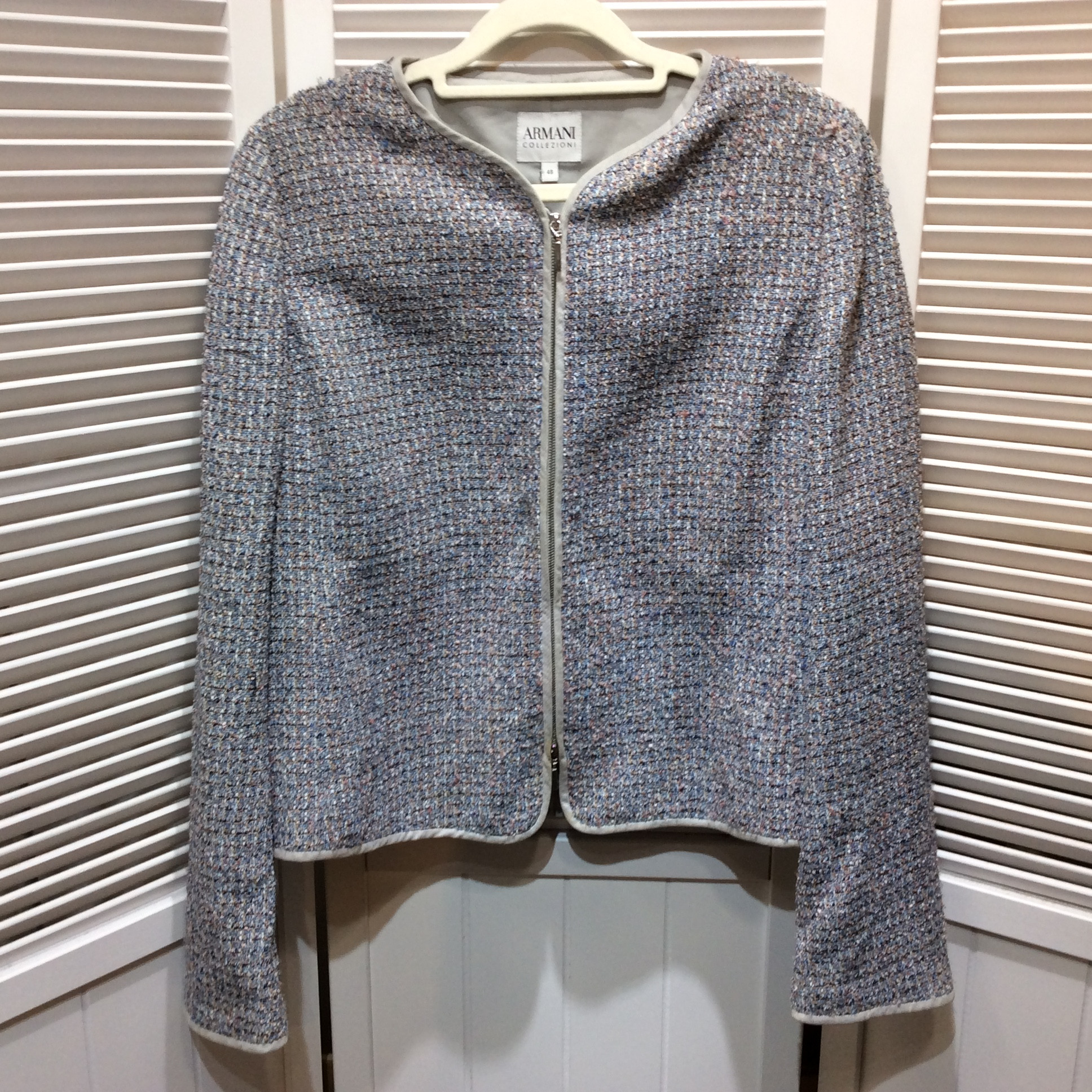 ARMANI COLLEZIONI アルマーニコレッツィオーニ レディース ツイードジャケット 48 ブルー系