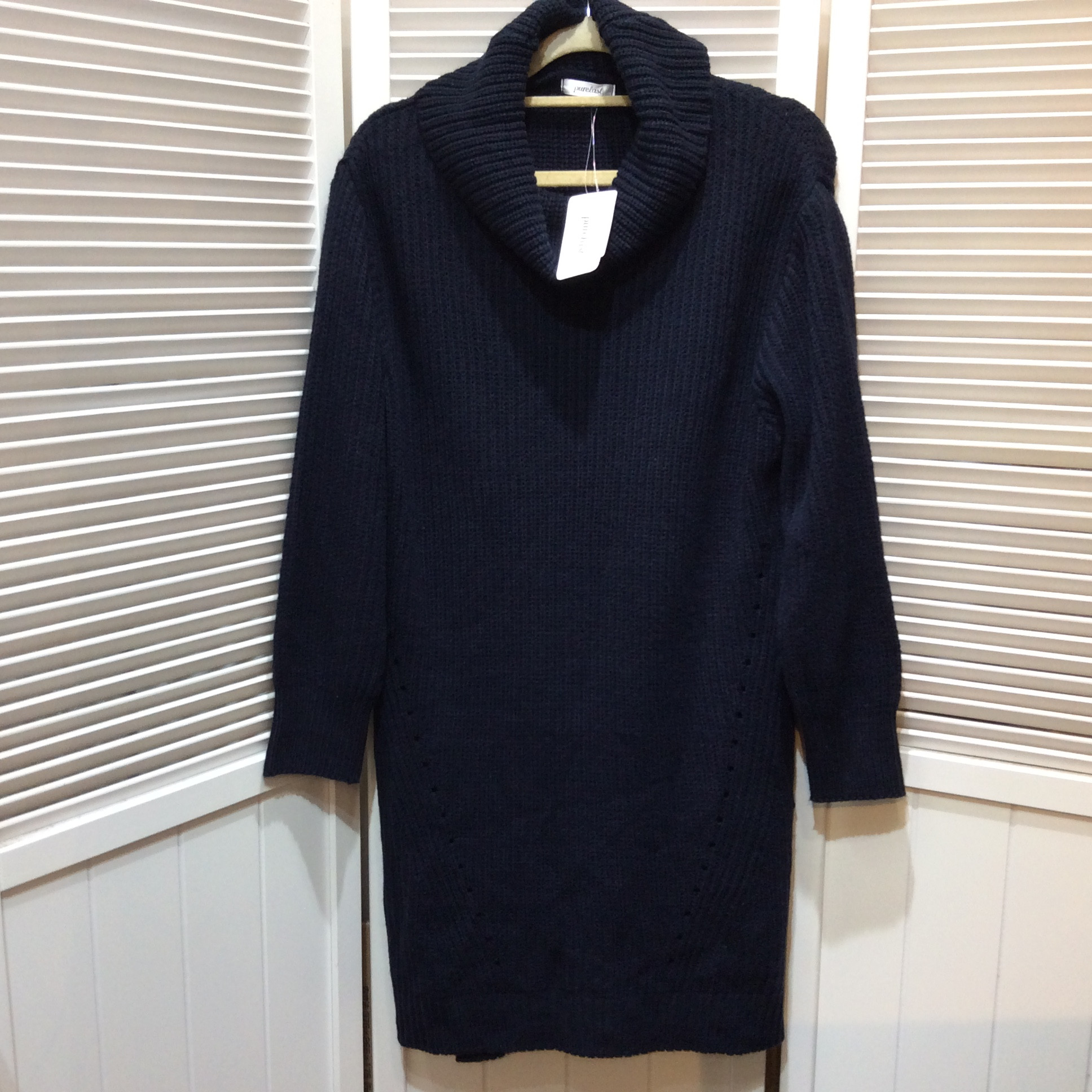 新品  purelest ピュアラスト タートルセーター LL  ネイビー