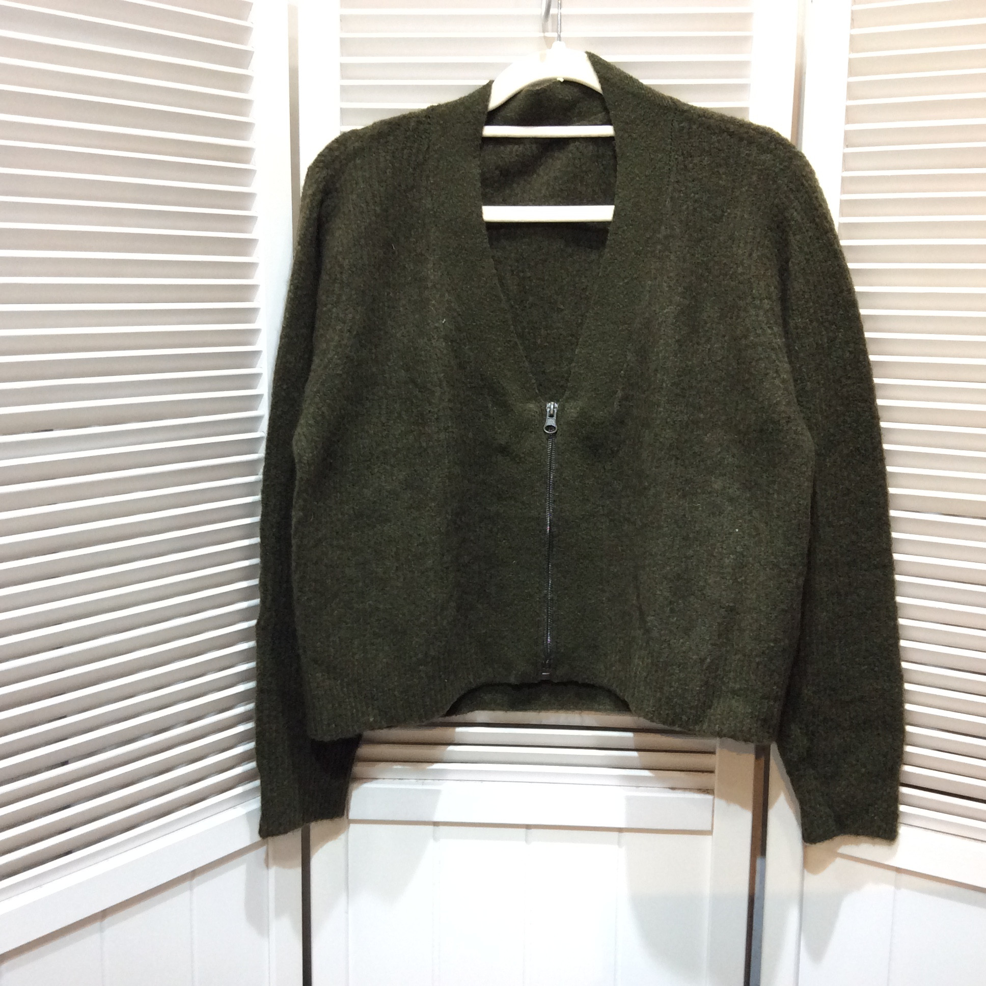 未使用 ミツミネ ヤク混 ショートカーディガン Lサイズ  カーキ
