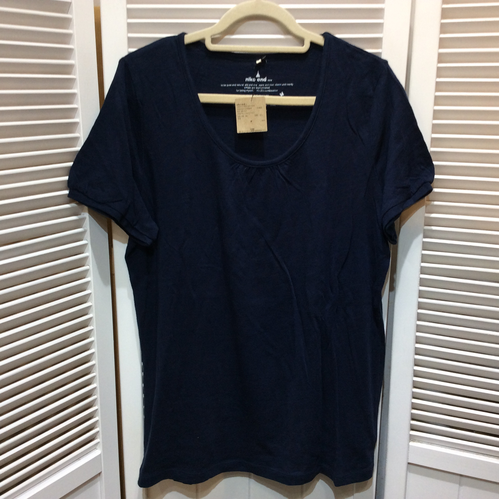 未使用☆niko and... ニコアンド スラブ天竺パフTシャツ M ネイビー
