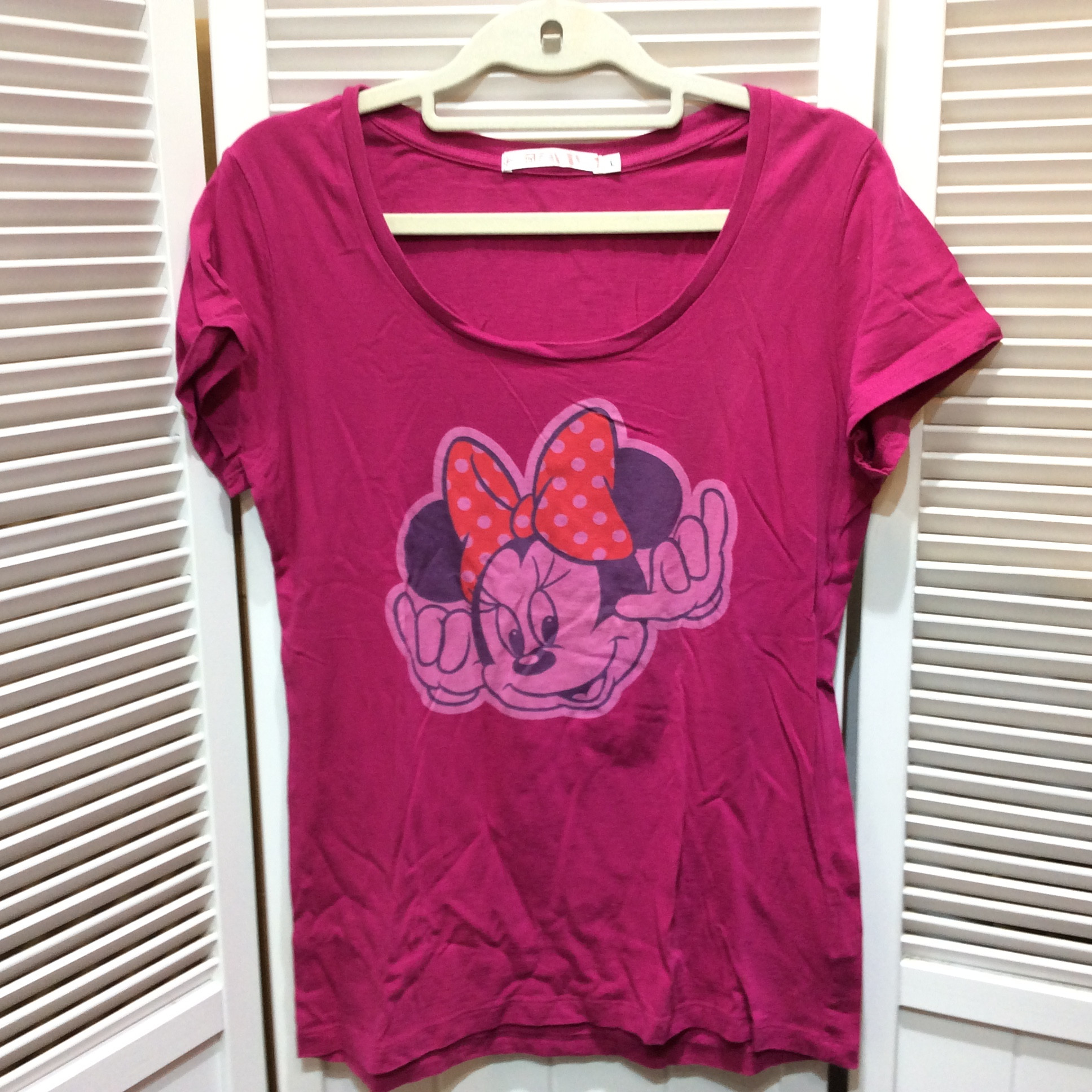ユニクロ×ディズニー ミニーＴシャツ L ピンク系