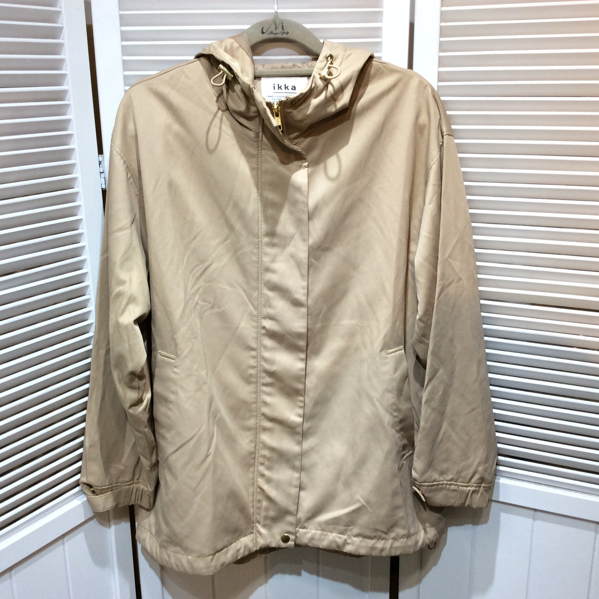 ikka フード付きコート M ベージュ