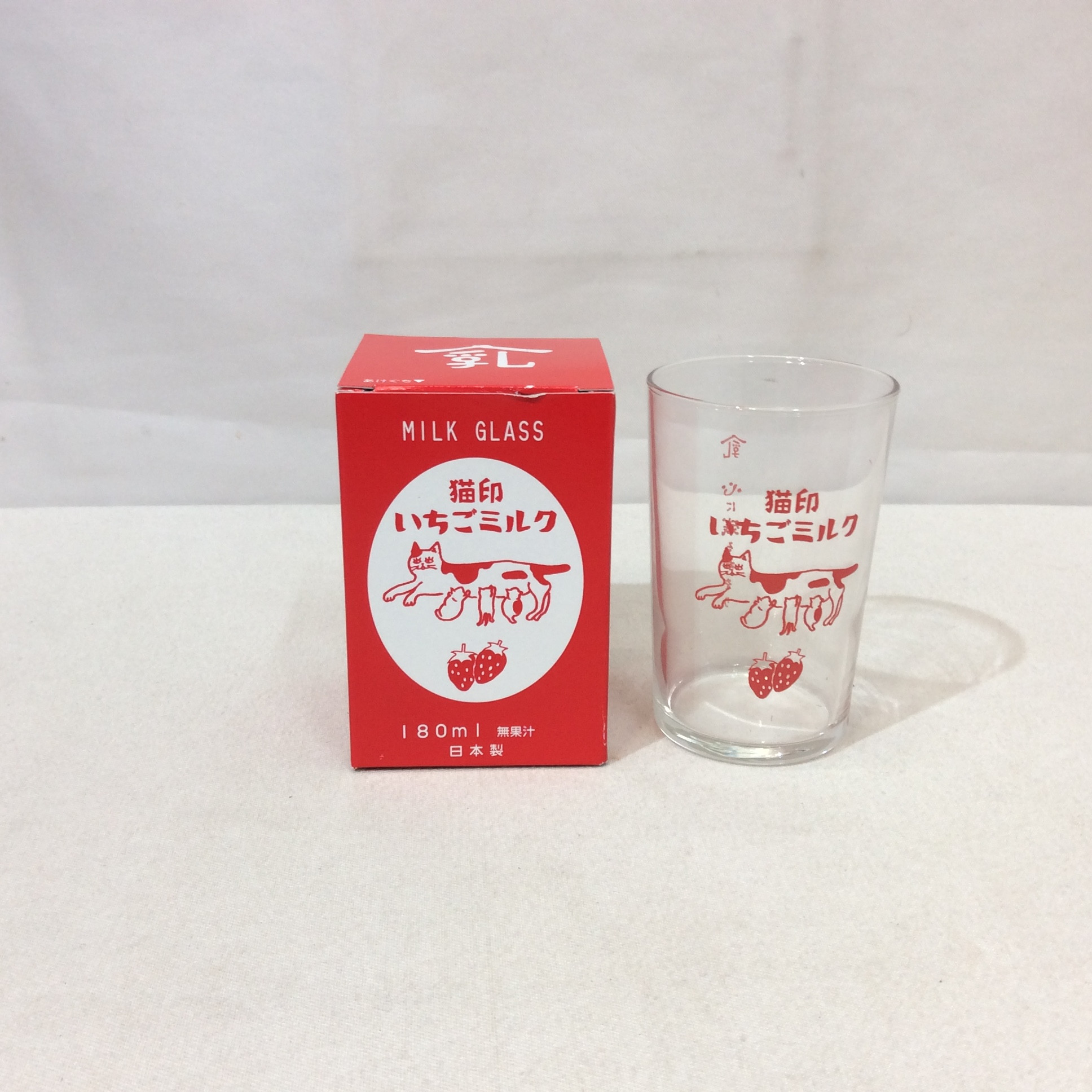 新品 猫印 いちごミルク グラス  180ml