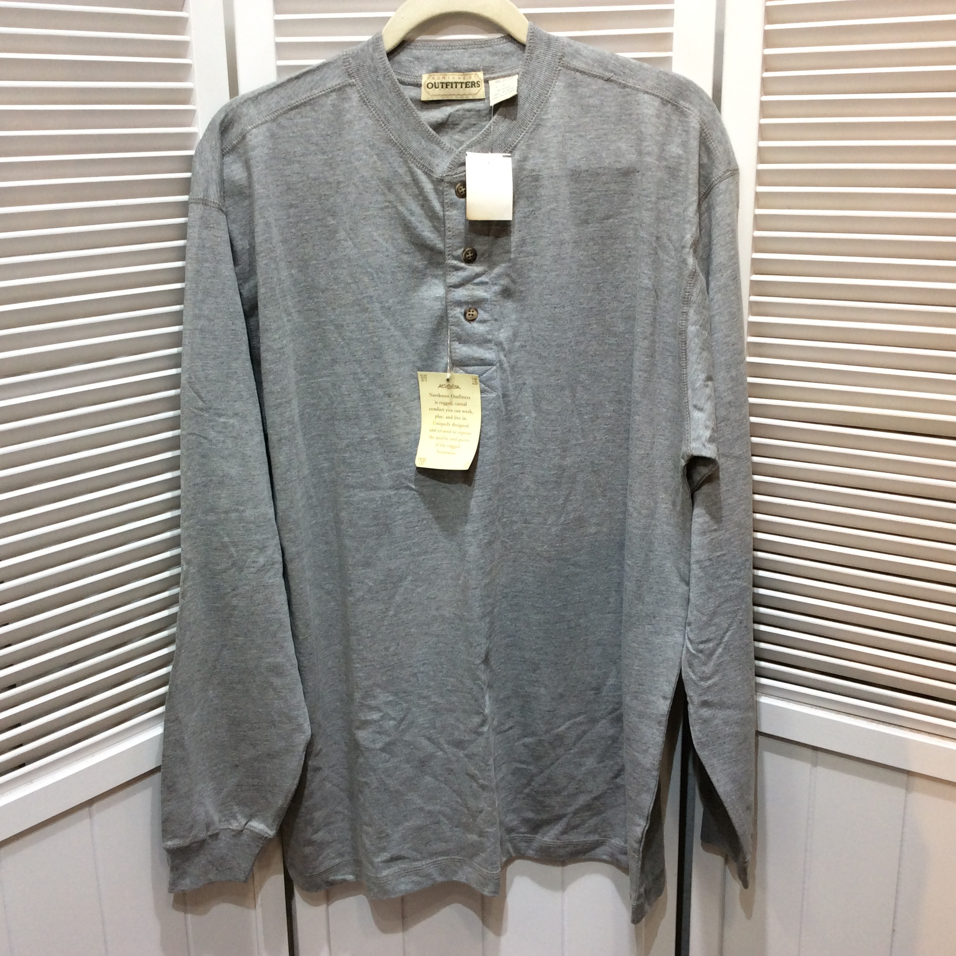 未使用☆OUTFITTERS メンズ 長袖 ヘンリーネックシャツ M グレー