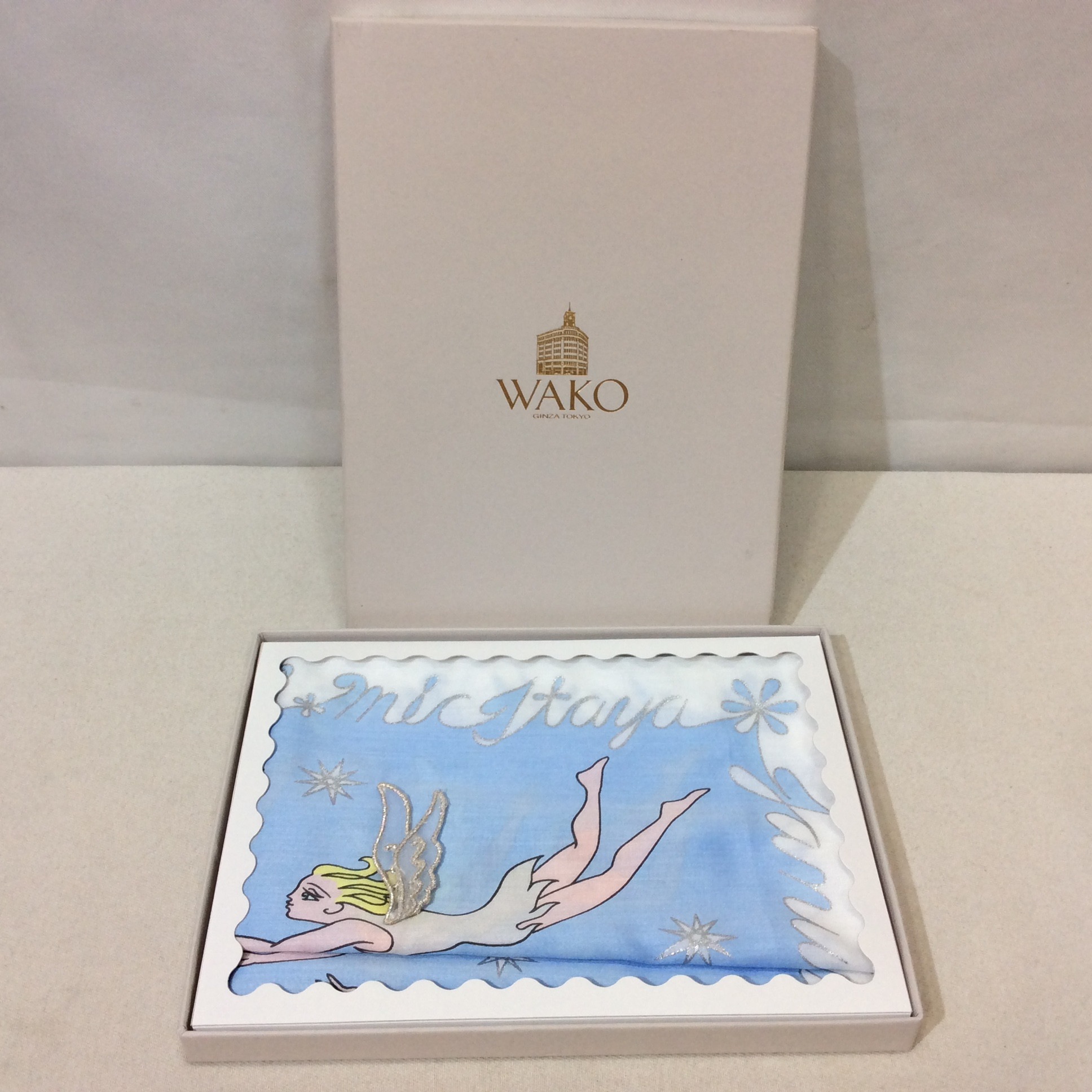 未使用☆WAKO ハンカチ 12ANGELS ライトブルー 箱付き 和光