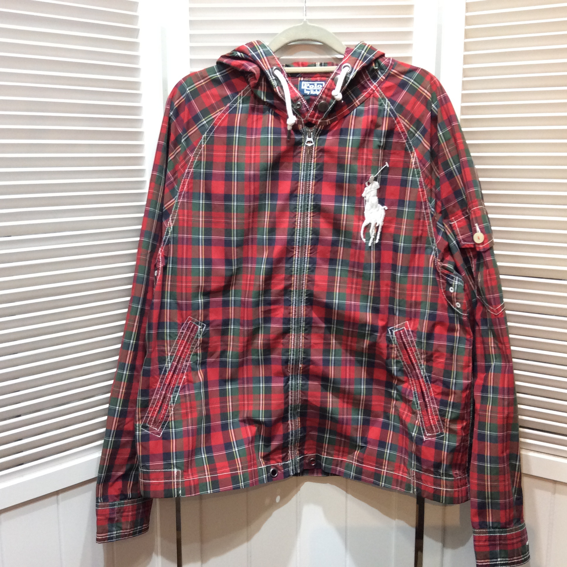 POLO ラルフローレン ジップパーカー メンズ L  赤チェック柄