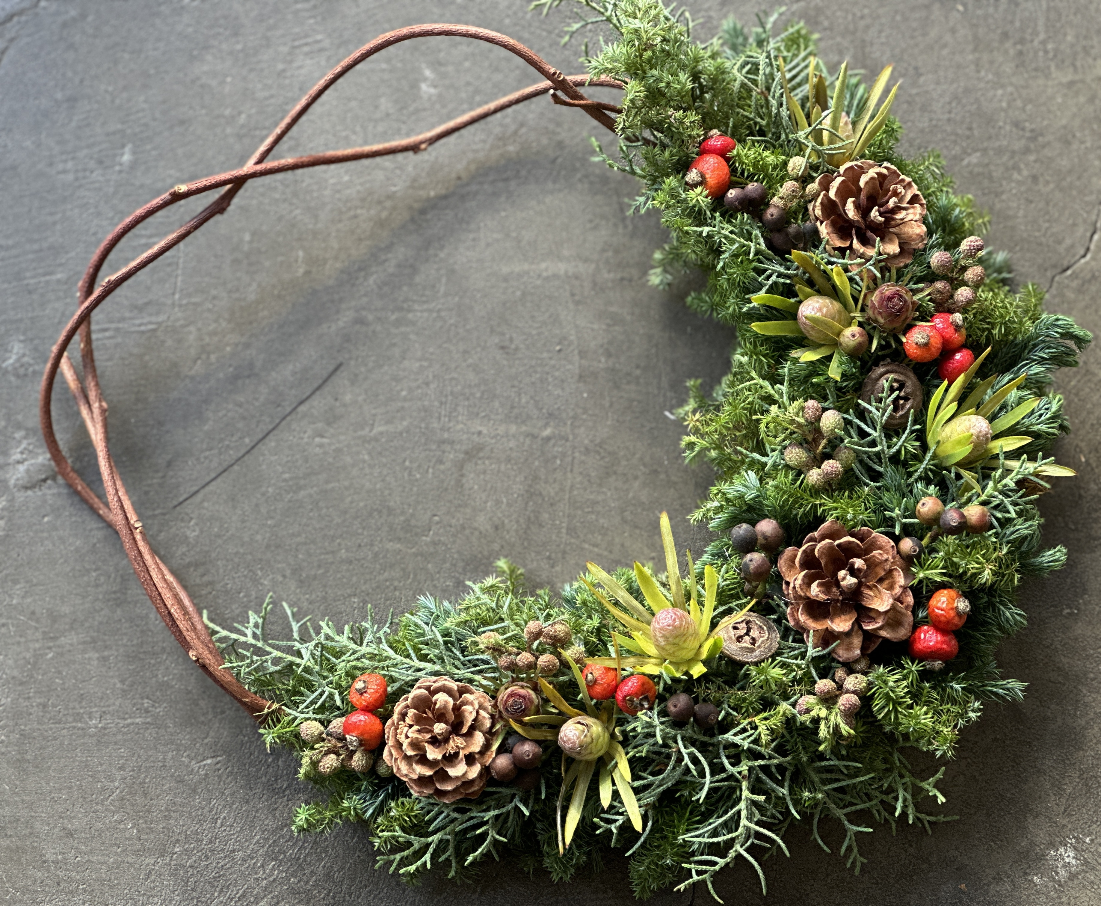 Christmas Wreath ワークショップ in アトリエ季布