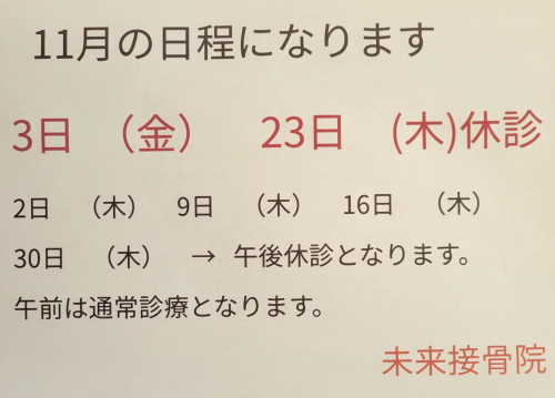 11月の日程になります。