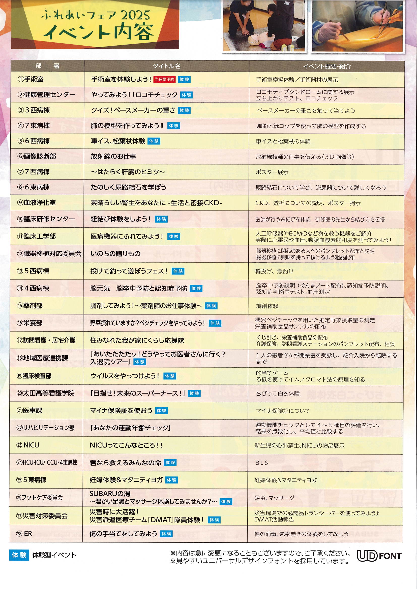 太田記念病院　第11回ふれあいフェア2025イベント内容.jpg