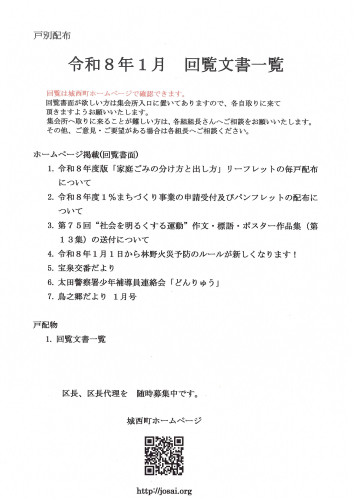 令和８年１月　回覧文書一覧