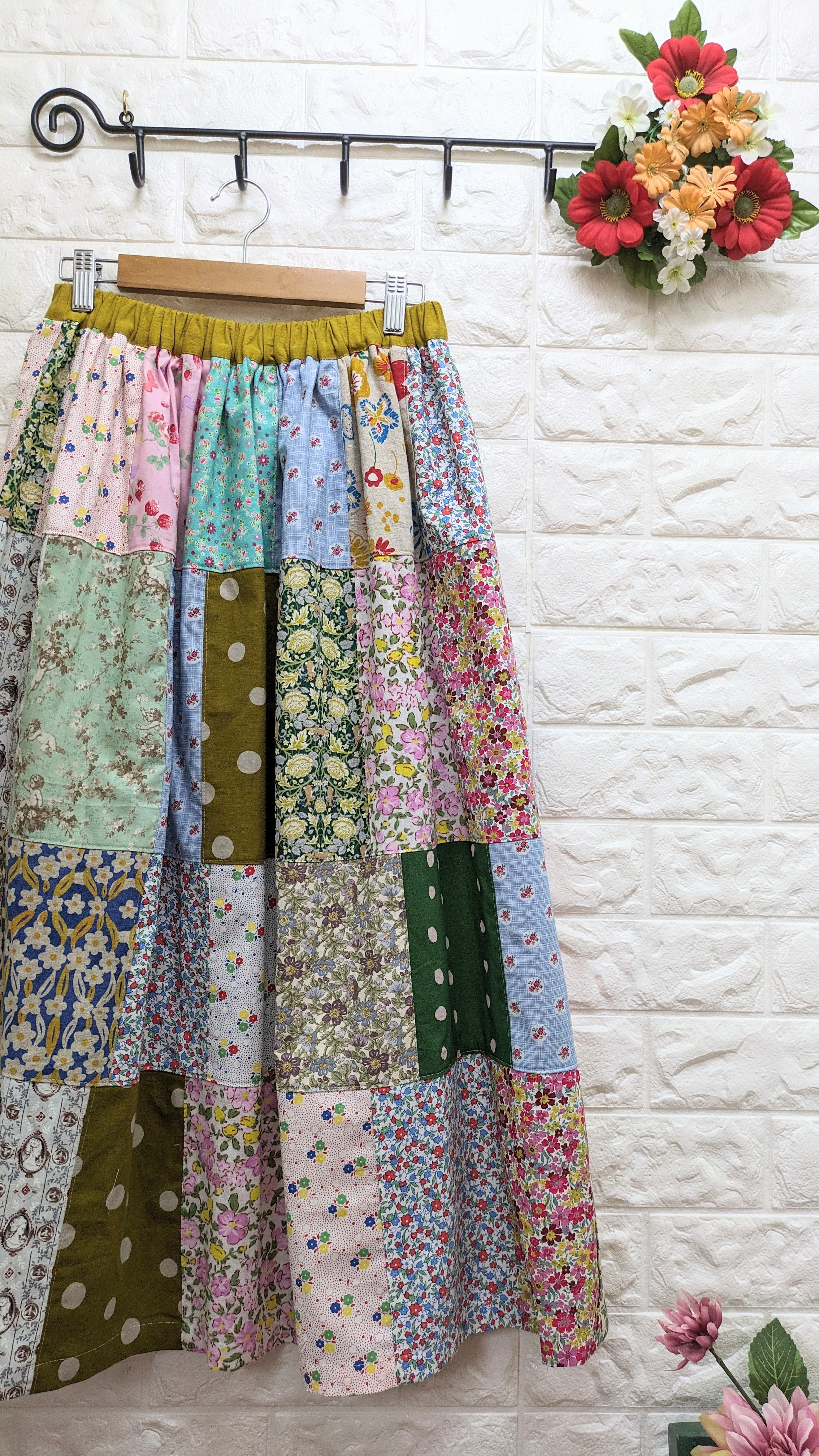 素敵なパッチワークのスカート２枚完成しました♡