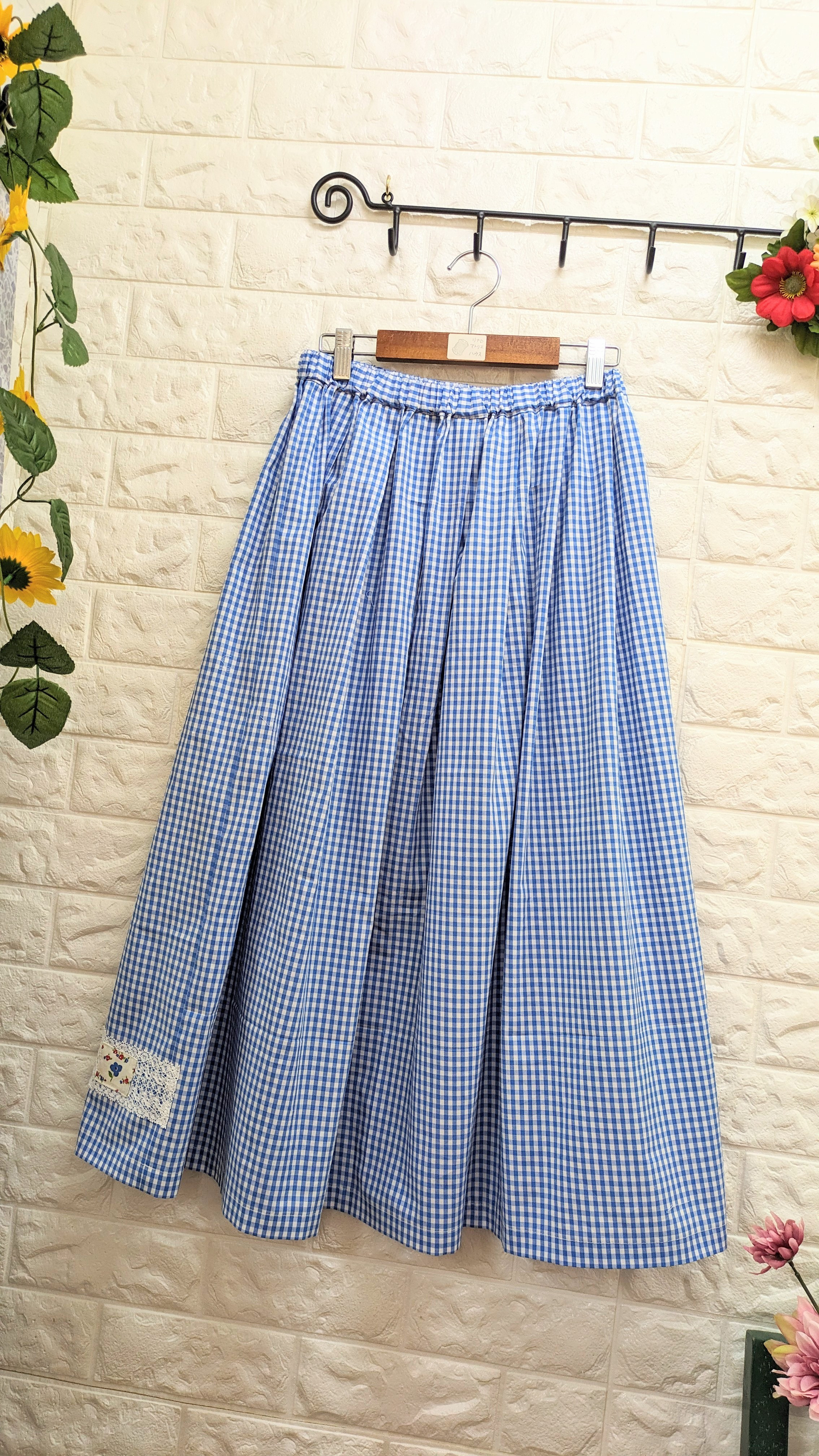 新作* チェック柄とパッチワークスカート