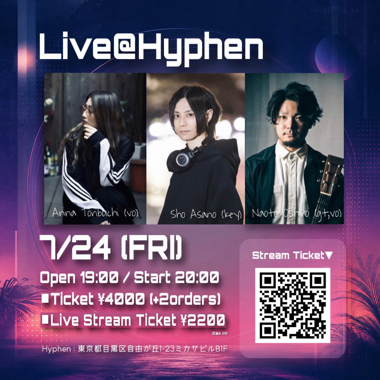 Anna Toribuchi（Vo） Sho Asano(key) Naoto Oshiro(gt,vo)