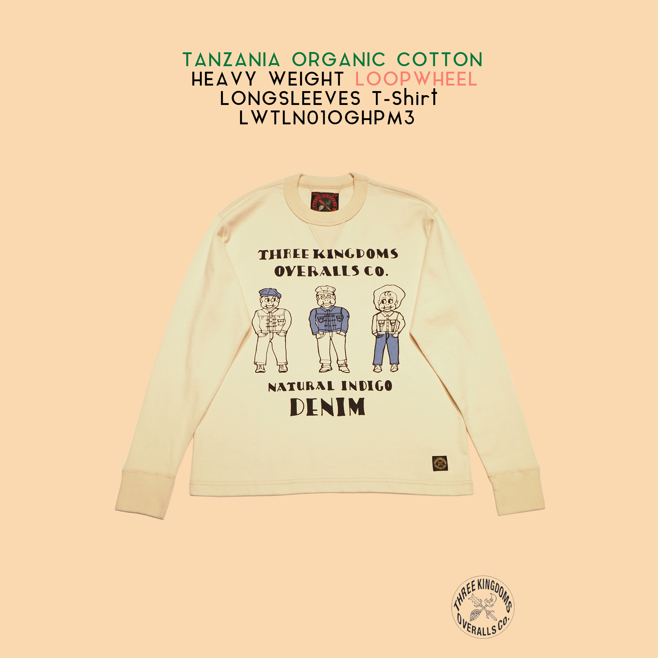 タンザニアオーガニックコットンヘビーウェイト吊り編みロングスリーブTシャツLWTLN01OGHPM3公式オンラインショップにて販売開始📣📣📣.