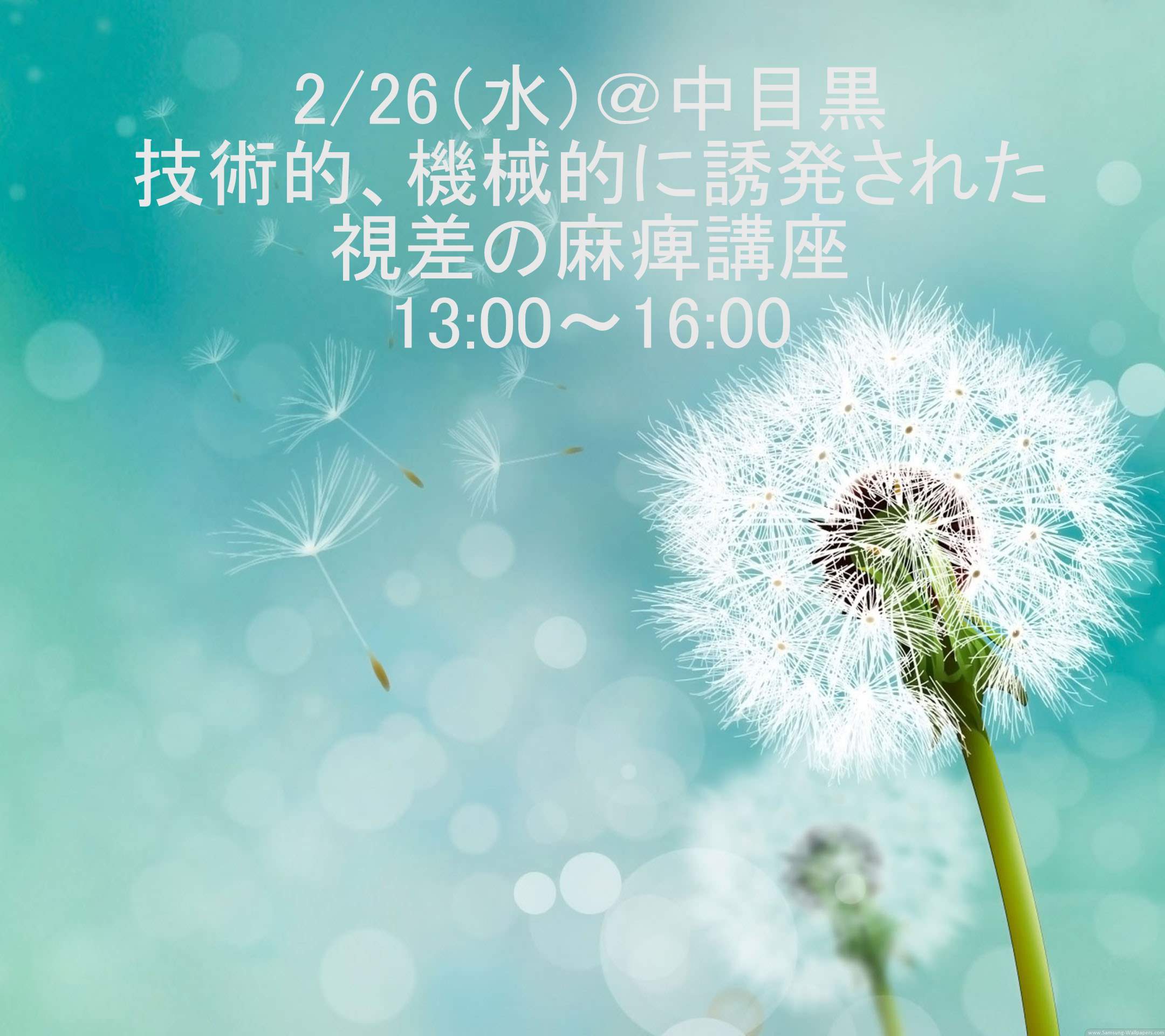 2/26（水）技術的、機械的に誘発された視差の麻痺講座13:00～16:00