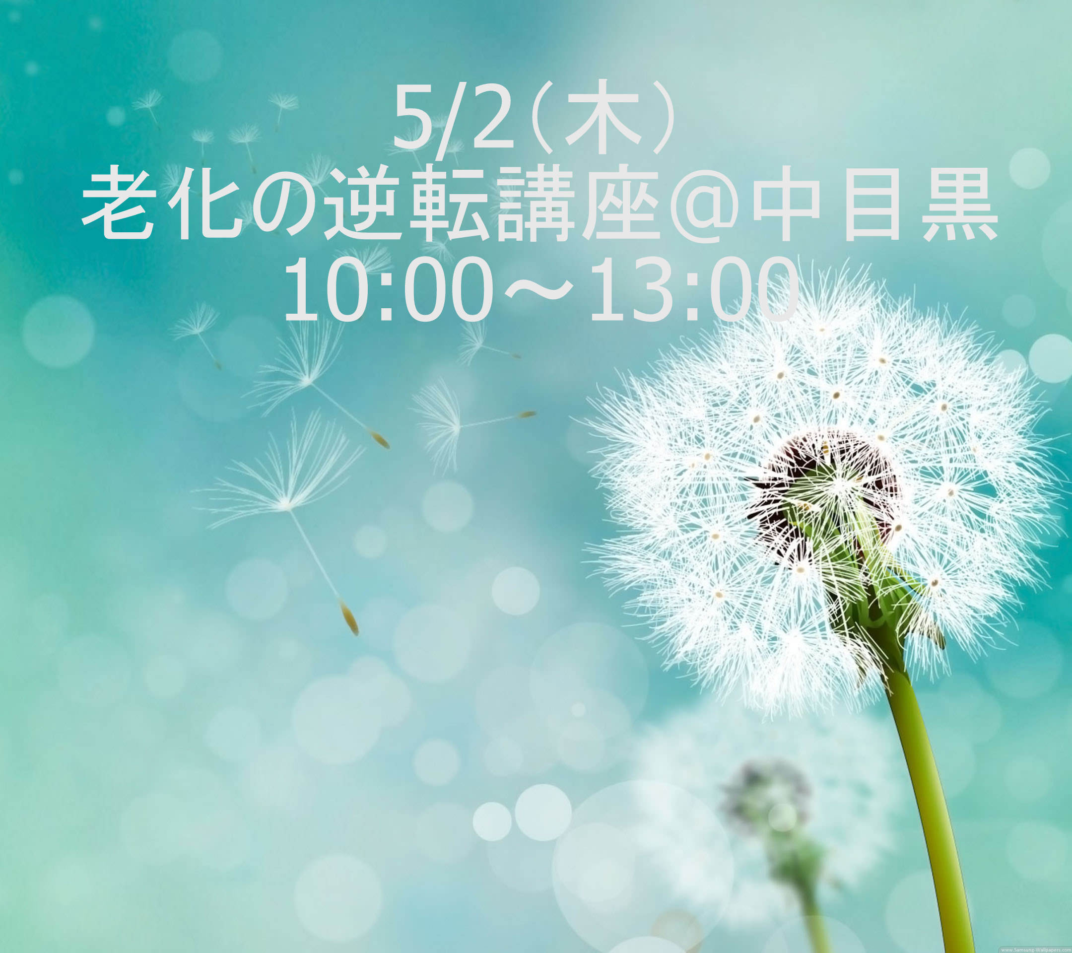 老化の逆転講座10:00～13:00 