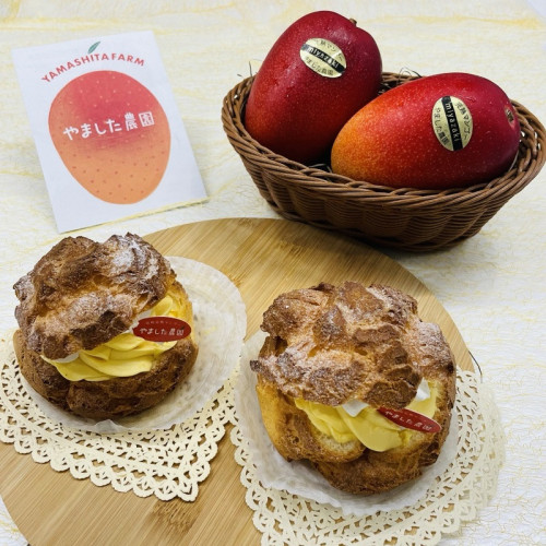 期間限定★窯焼きダブルシュークリーム　好評発売中！（やました農園完熟マンゴー使用）