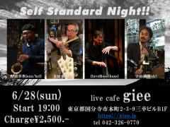 【夜】「野道幸次カルテット」野道幸次(sax/bcl) 土屋秀樹(gt) Dave Moss(b) 宇山満隆(ds)