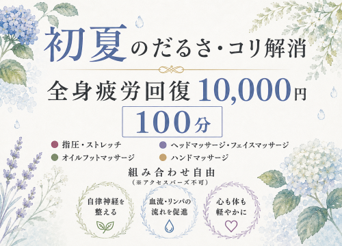 疲労回復100分コースと当サロンの特徴