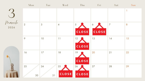 ３月営業カレンダー