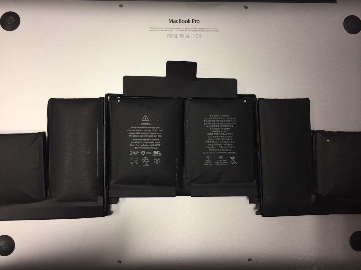 MacbookPro(A1398)バッテリー交換