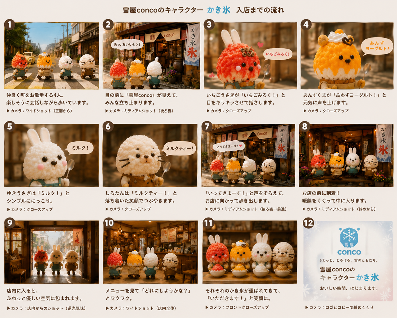 上田市のかき氷専門店 「雪屋Conco」のキャラクターかき氷が物語になります！