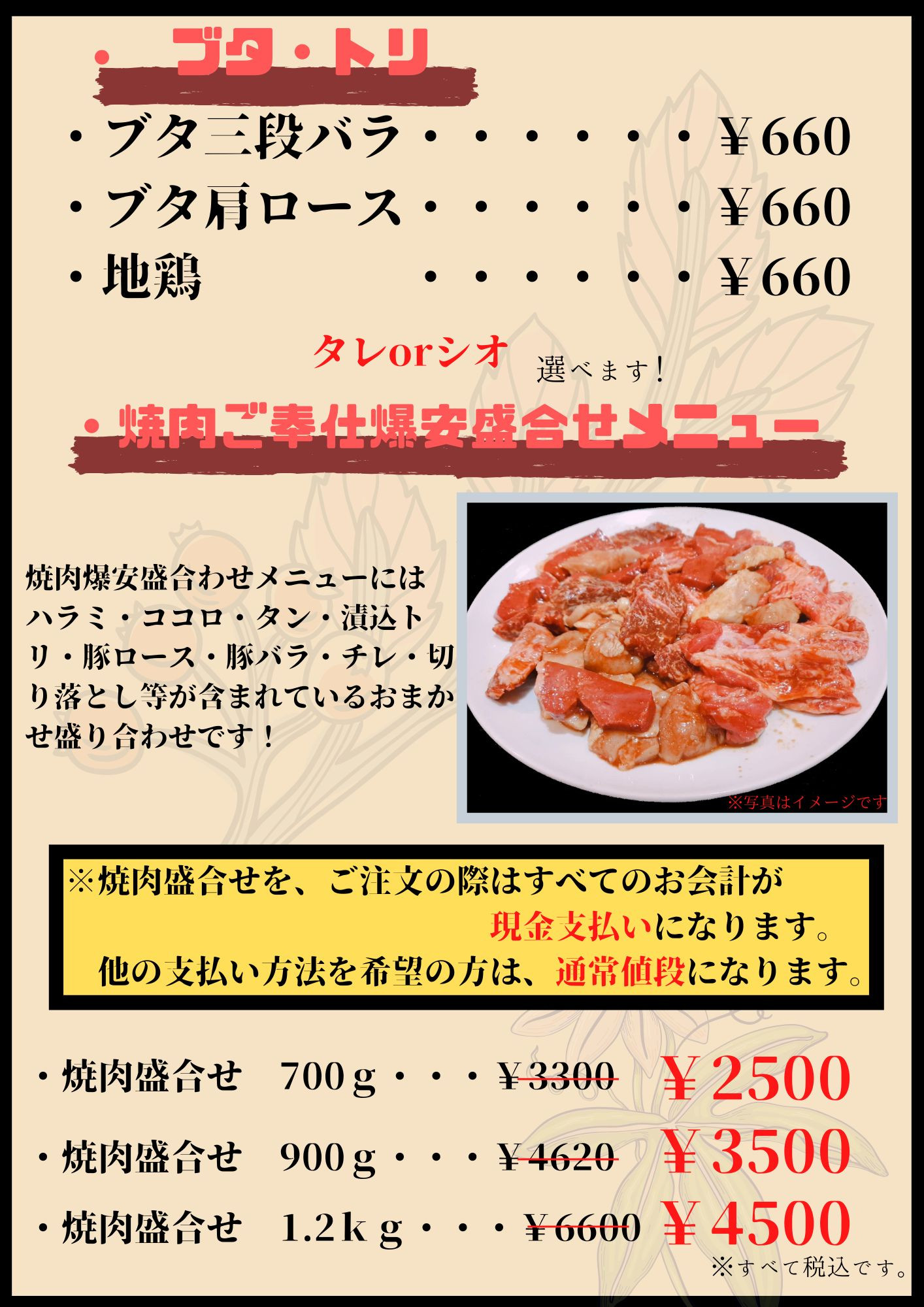 焼肉メニュー