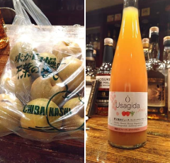 千葉県鎌ヶ谷市産の幸水梨と、秩父 兎田ワイナリーさんのフルーツジュースが入荷しております。（桜木町店）
