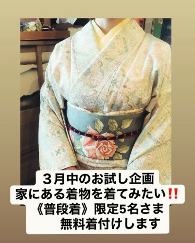 ３月5名様《普段着》限定無料着付けします