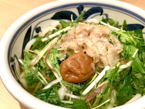 「さっぱり梅酢と薬味野菜の冷かけうどん」スタート！