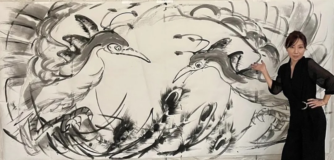 墨絵作品 2羽の鳥