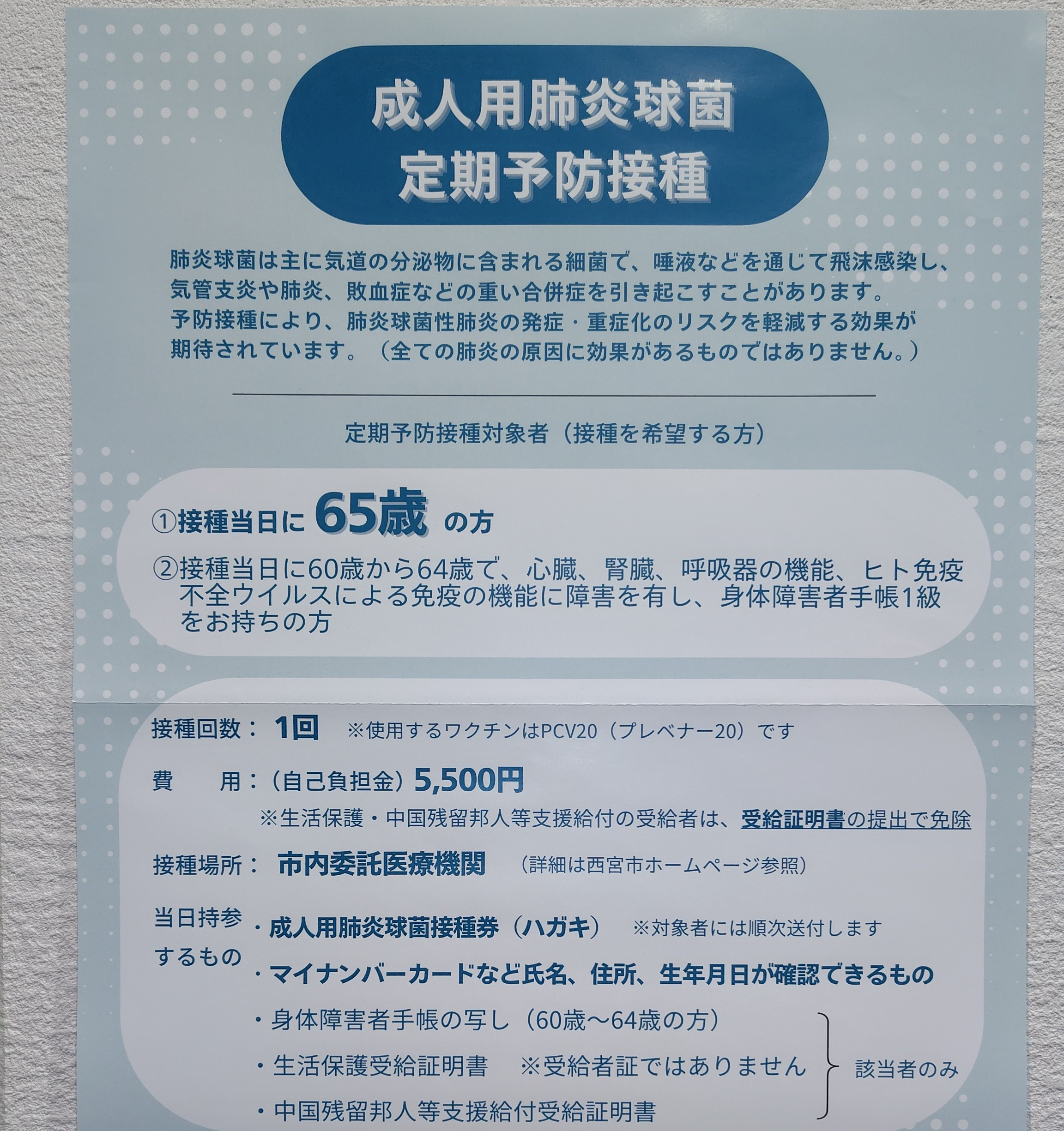 肺炎球菌ワクチンについて
