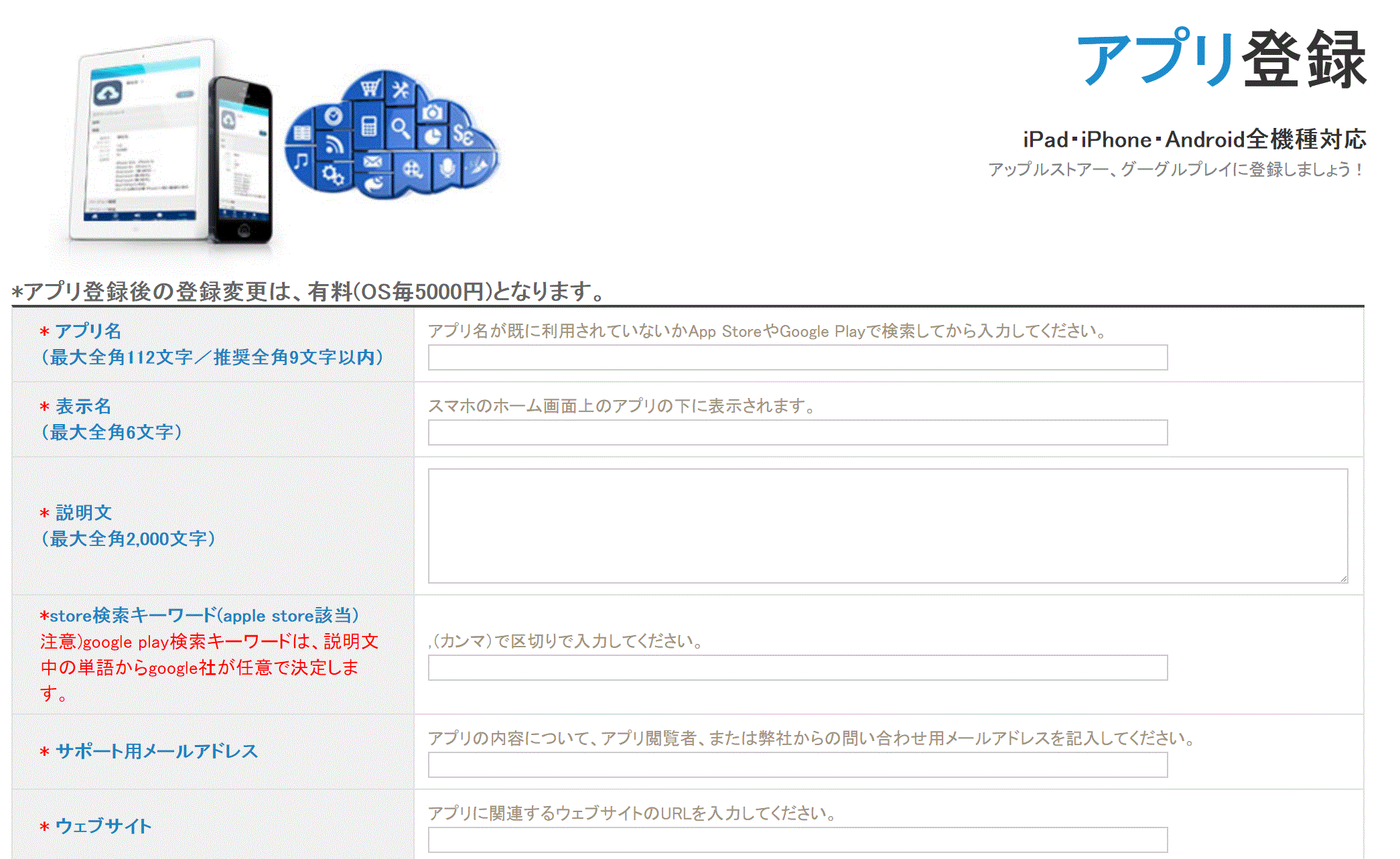 ストアー登録方法 アプリ作成マニュアル