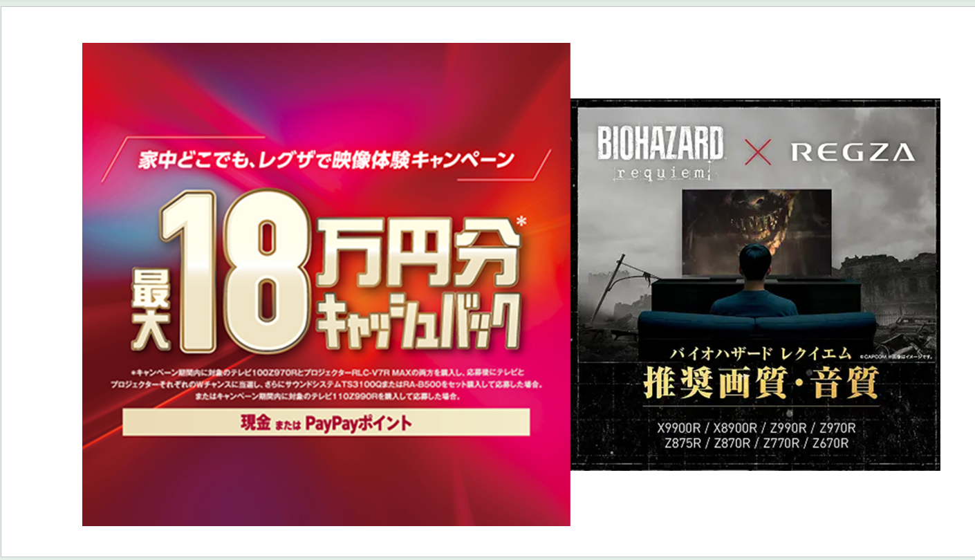 🦩🦩🦩🦩最大１８万円分キャッシュバック🦩🦩🦩🦩家中どこでも、レグザで映像体験キャンペーン