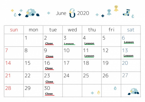 6月の営業スケジュールについて