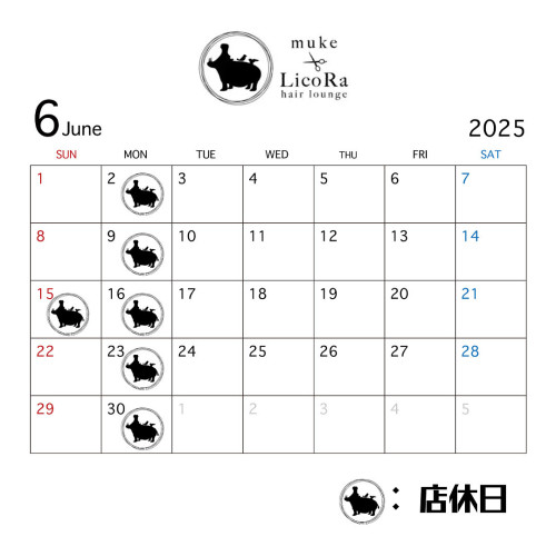 6月の店休日