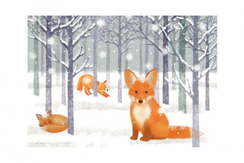 キツネと冬の森.jpg