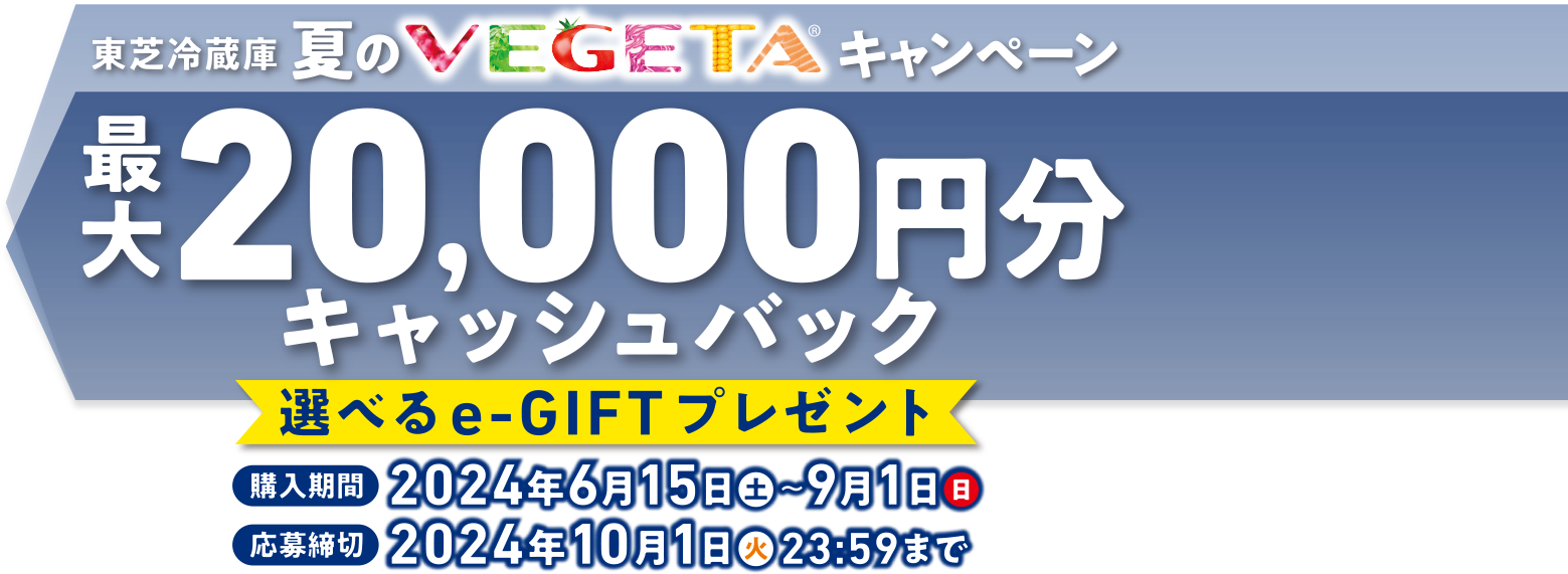 ☆東芝冷蔵庫 夏のVEGETAキャンペーン☆ - リックス ナガハシ｜安心・便利な街の電器屋さん