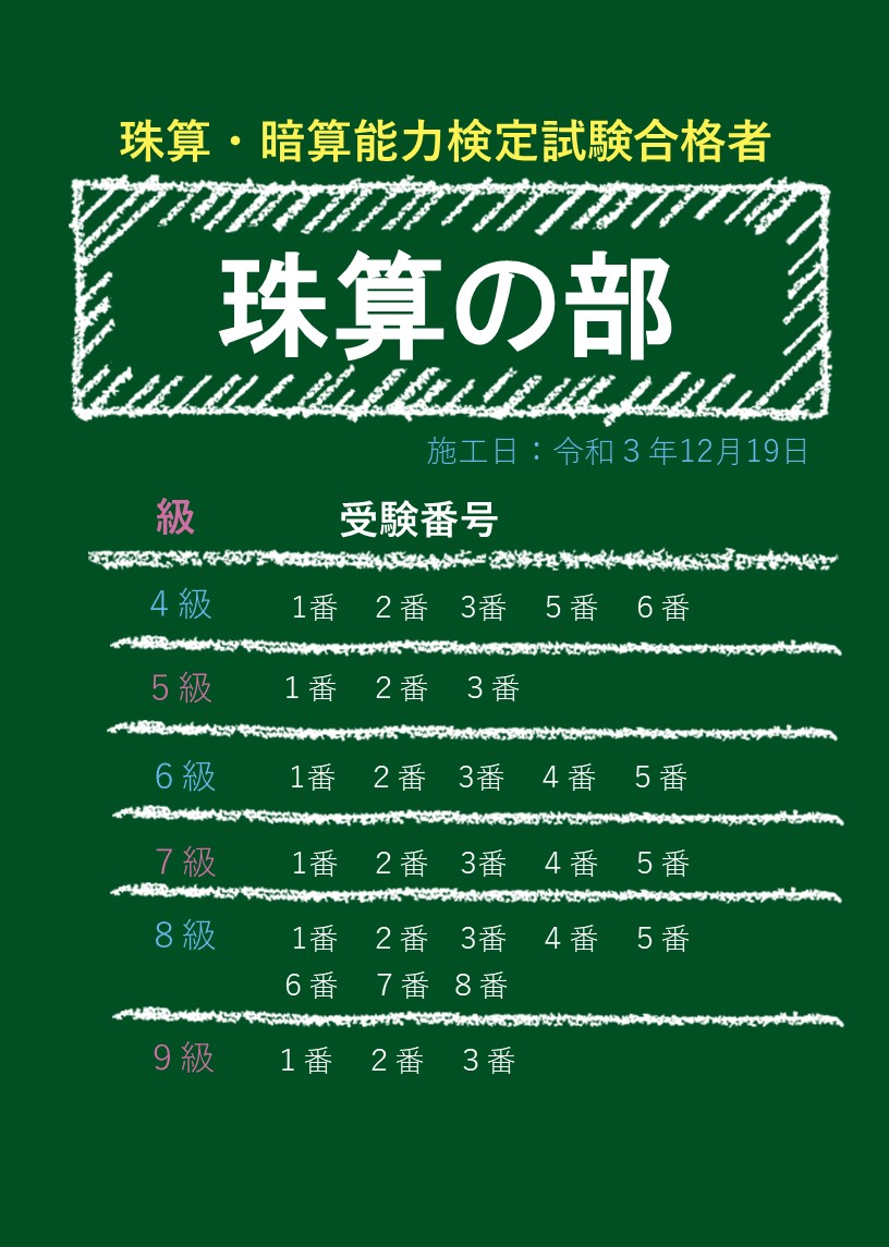 お知らせ 2ページ 西藤珠算学院