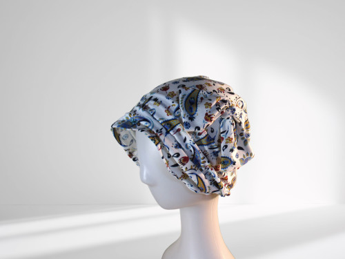 タックキャップ　ペズリー　ブルー