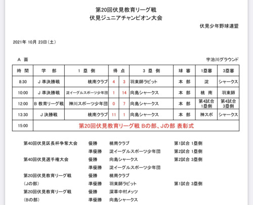 お知らせ 2021 10 桃南クラブ