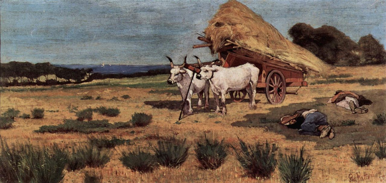 179-牛車と農夫のいるマレンマでの休息（1873-75年制作）