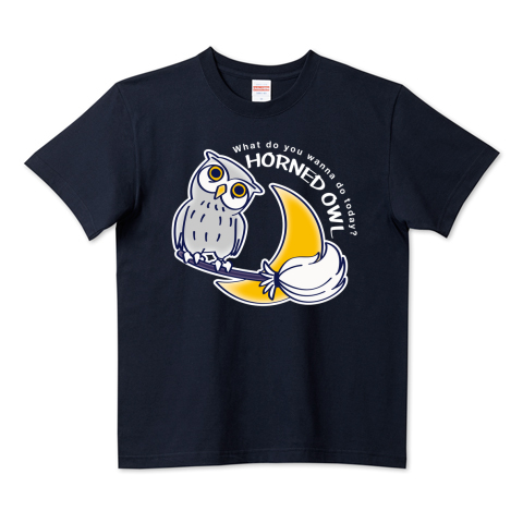 HORNED OWL　フクロウ　ミミズク　鳥　月夜　魔法のホウキ　 かわいい　Tシャツ　半袖　Tシャツトリニティ　リンク