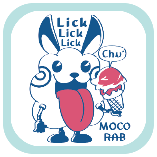 CT123 モコモコラビット*Lick Lick Lick　ベロベロ　アイスクリーム　うさぎ　ロボット　ふわふわ　キャラ　オリジナル　イラスト　Ｔシャツ　トリニティ　リンク