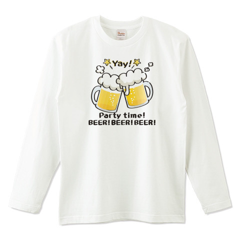 CT125 BEER!BEER!BEER!*ホワイトインク　ビール　生ビール　アルコール　ジョッキ　イラスト　Tシャツ　長袖　Tシャツトリニティ　リンク