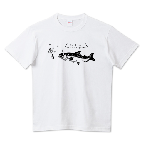 CT142 キングサーモンへA　サーモン　魚　鮭　キングサーモン　釣り　アップデート　注意　Tシャツ　半袖　Tシャツトリニティ　リンク