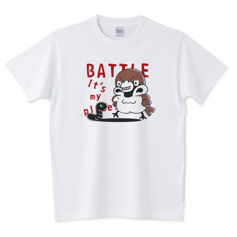 CT166 スズメがちゅん BATTLEちゅん 鳥 キャラクター BATTLE 野鳥 スズメ 雀 すずめ ちゅん活 スズメのちゅん うわばきちゅん ブレンド Tシャツ 半袖 Tシャツトリニティ リンク