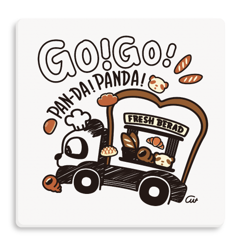 CT342 パンダ 移動販売車 車 パン屋さん パン 移動販売 アンパン チョココロネ フランスパン クロワッサン イラスト パンのイラスト パンダのイラスト