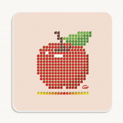 CT370 リンゴのドット絵でりんごのドットイラスト　ドット絵によるドットイラスト　リンゴ　ドット絵　ドットイラスト　