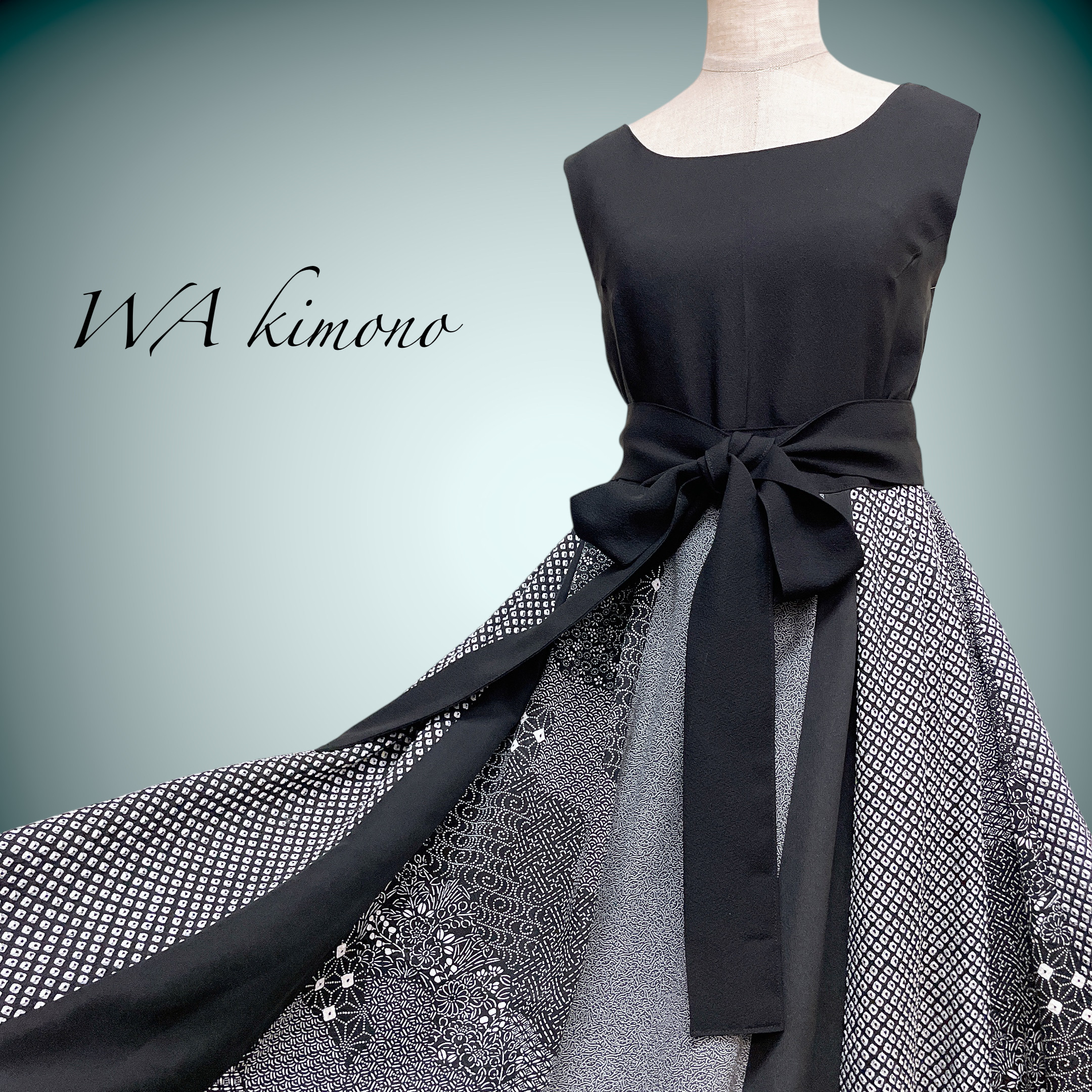 黒MIXフレアーワンピース 